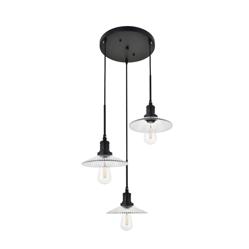 Waltz 3 Light Black Pendant. Picture 5