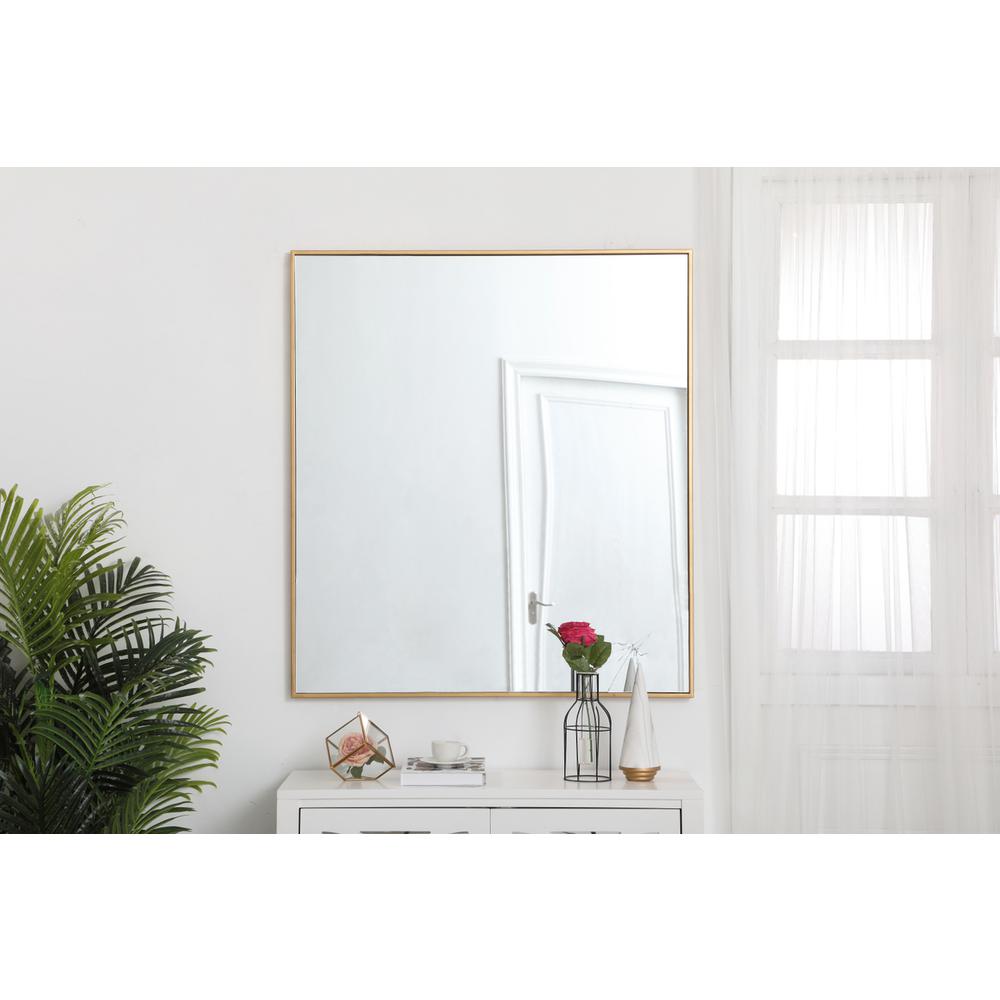 Metal frame rectangle mirror 36 inch in Brass. Picture 12