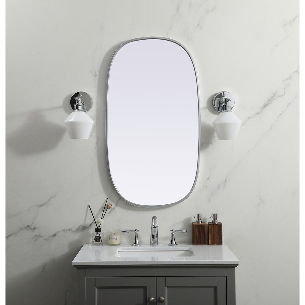 Metal Frame Oval Mirror 20x36 Inch in Silver. Picture 11