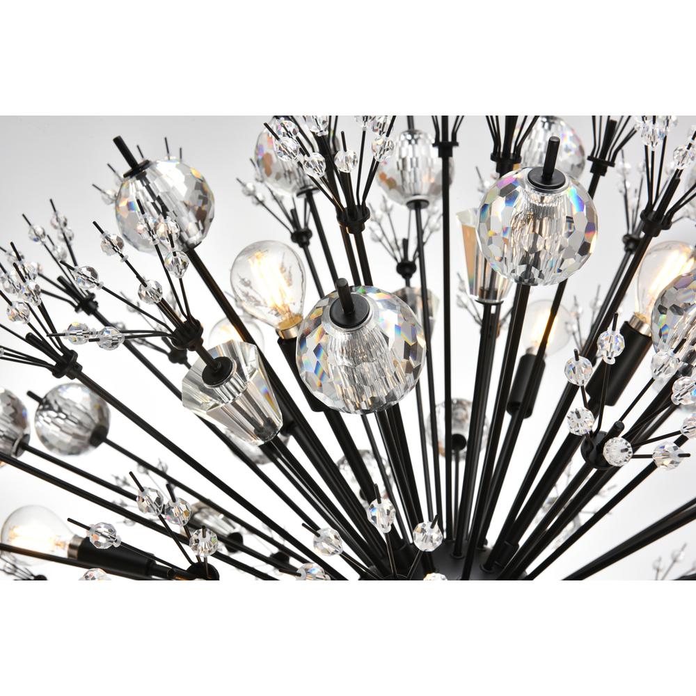Vera 44 inch three tiers crystal starburst chandelier in black. Picture 3