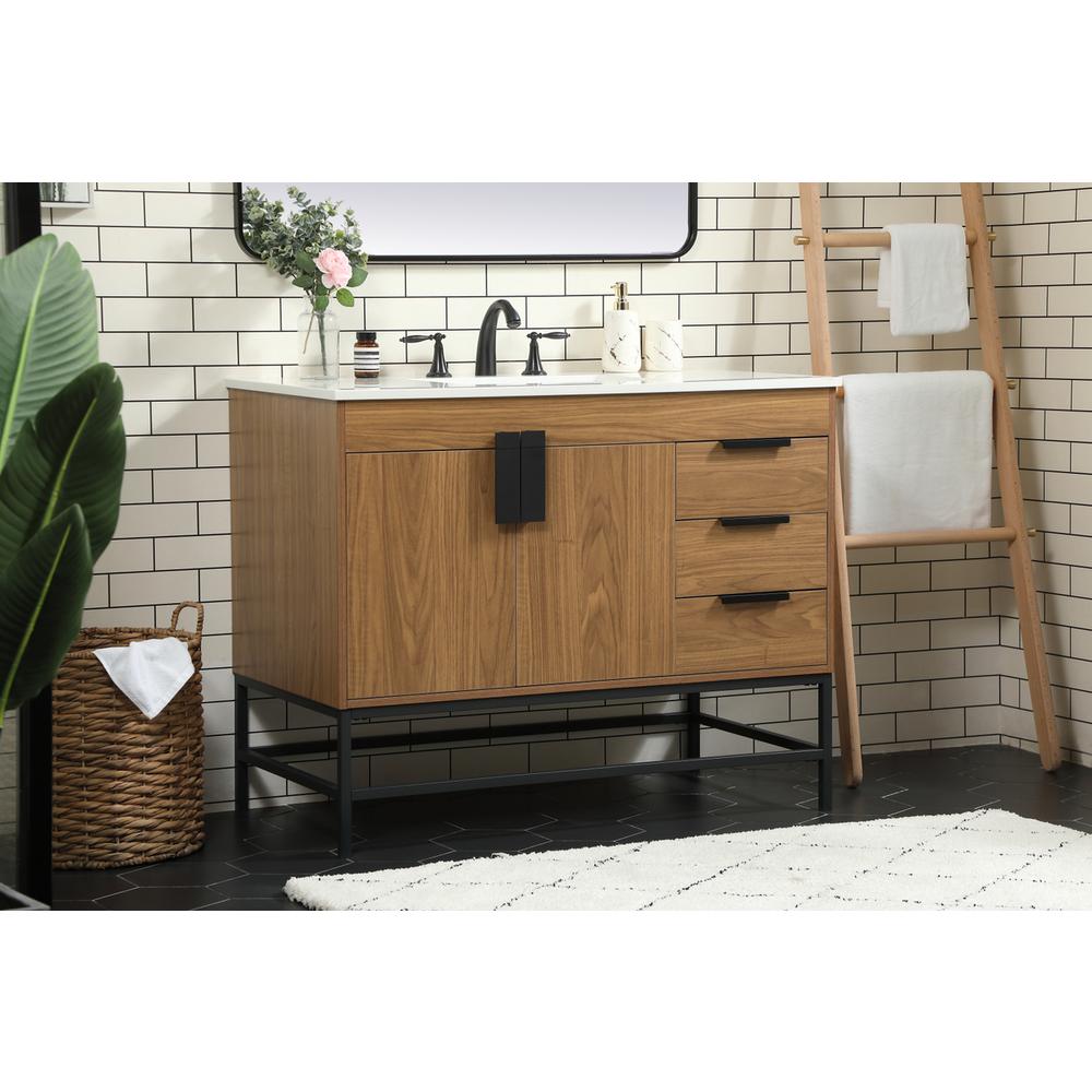 42 inch Single bathroom vanity in walnut brown. Picture 2