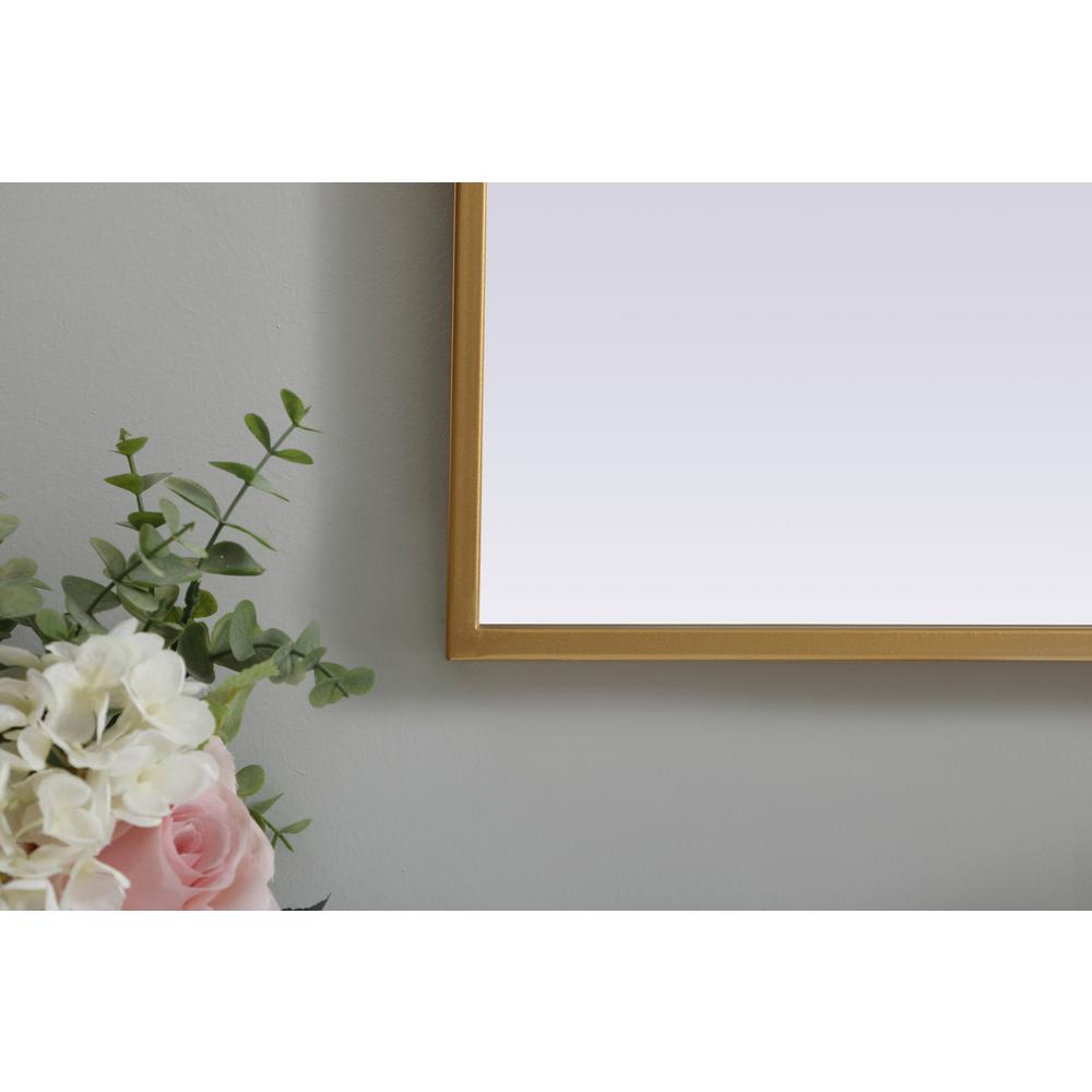 Metal Frame Arch Mirror 33x24 Inch in Brass. Picture 5