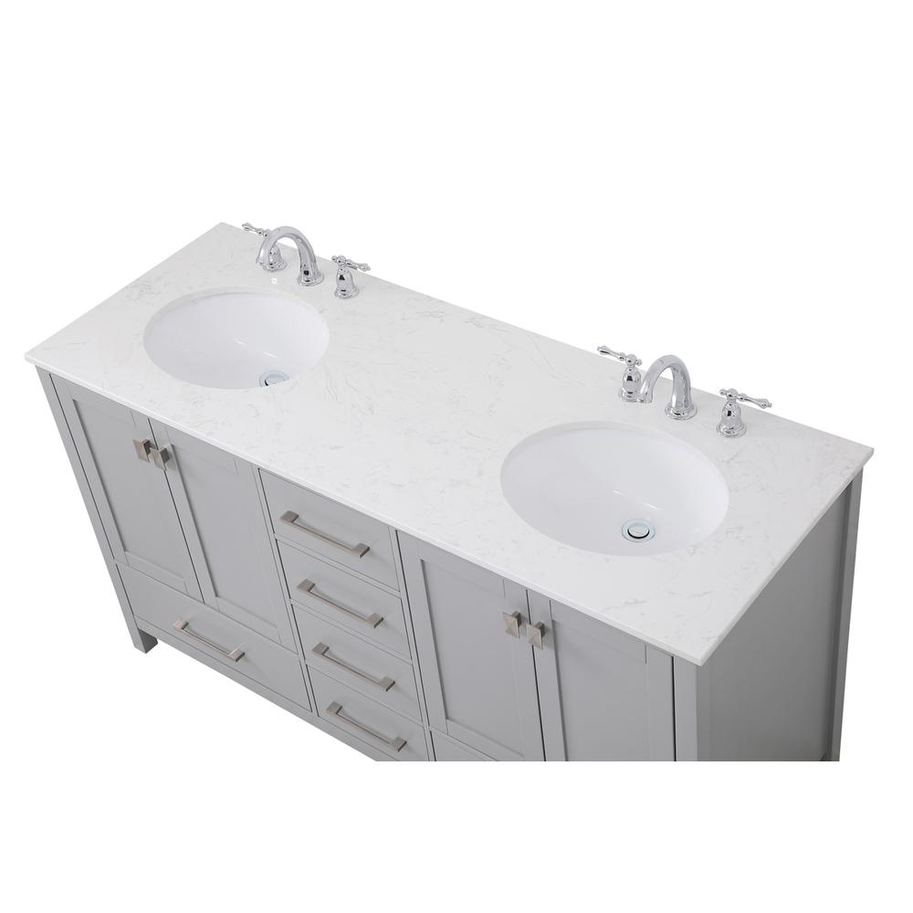 60 inch Double Bathroom Vanity in Gray. Picture 9