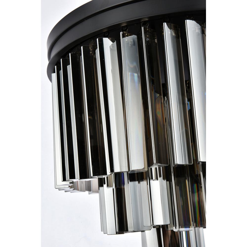 Sydney 9 light Matte Black Flush Mount Silver Shade (Grey) Royal Cut Crystal. Picture 5