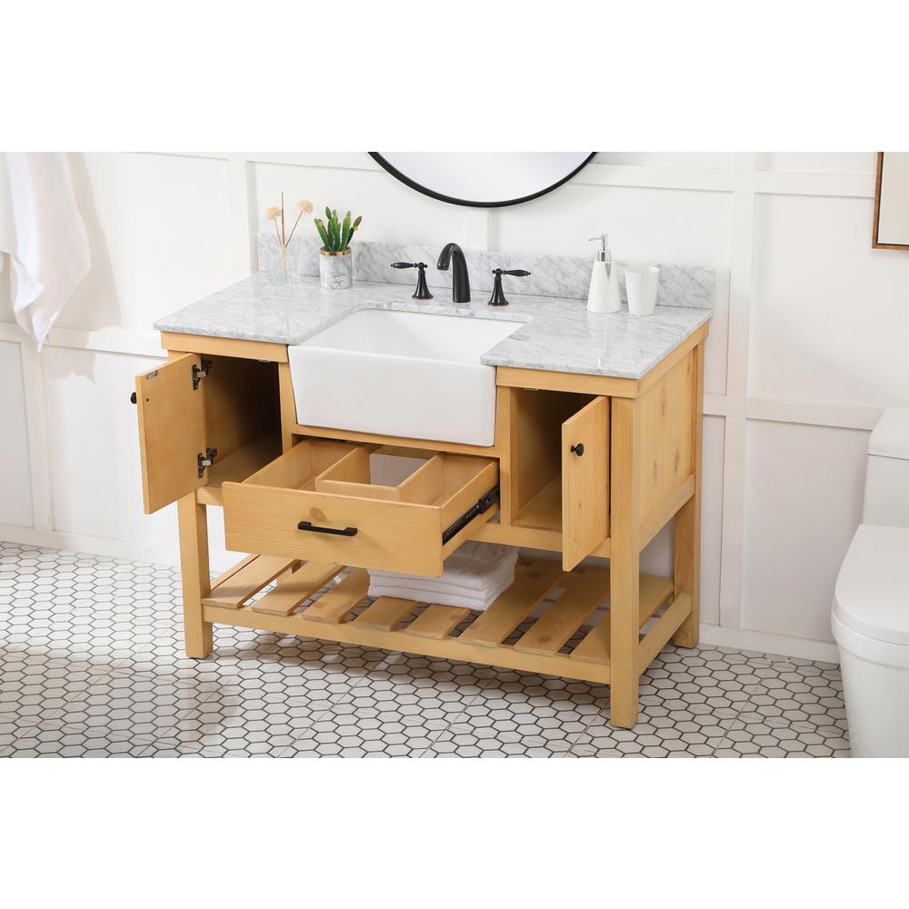 48 inch Single bathroom vanity in natural wood with backsplash. Picture 3