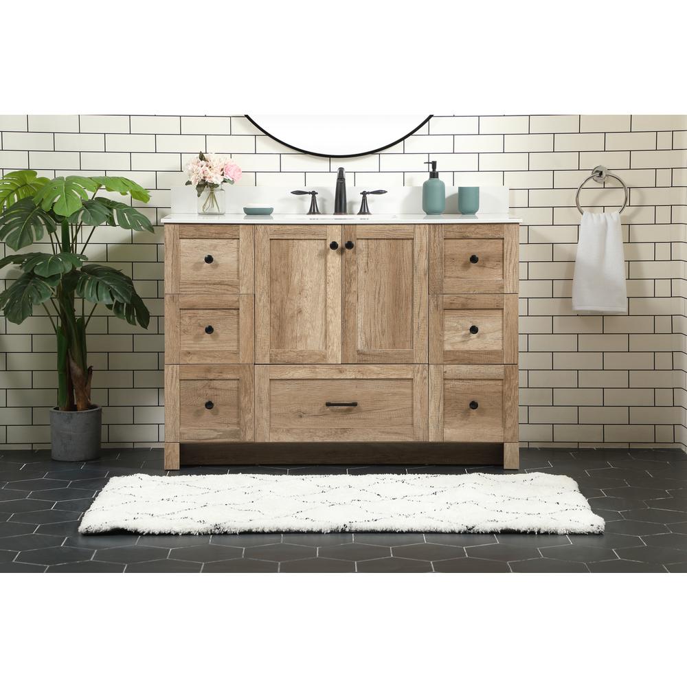 48 inch Single bathroom vanity in natural oak with backsplash. Picture 14
