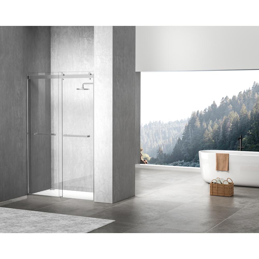 Semi-frameless shower door 48 x 76 Brushed Nickel. Picture 3