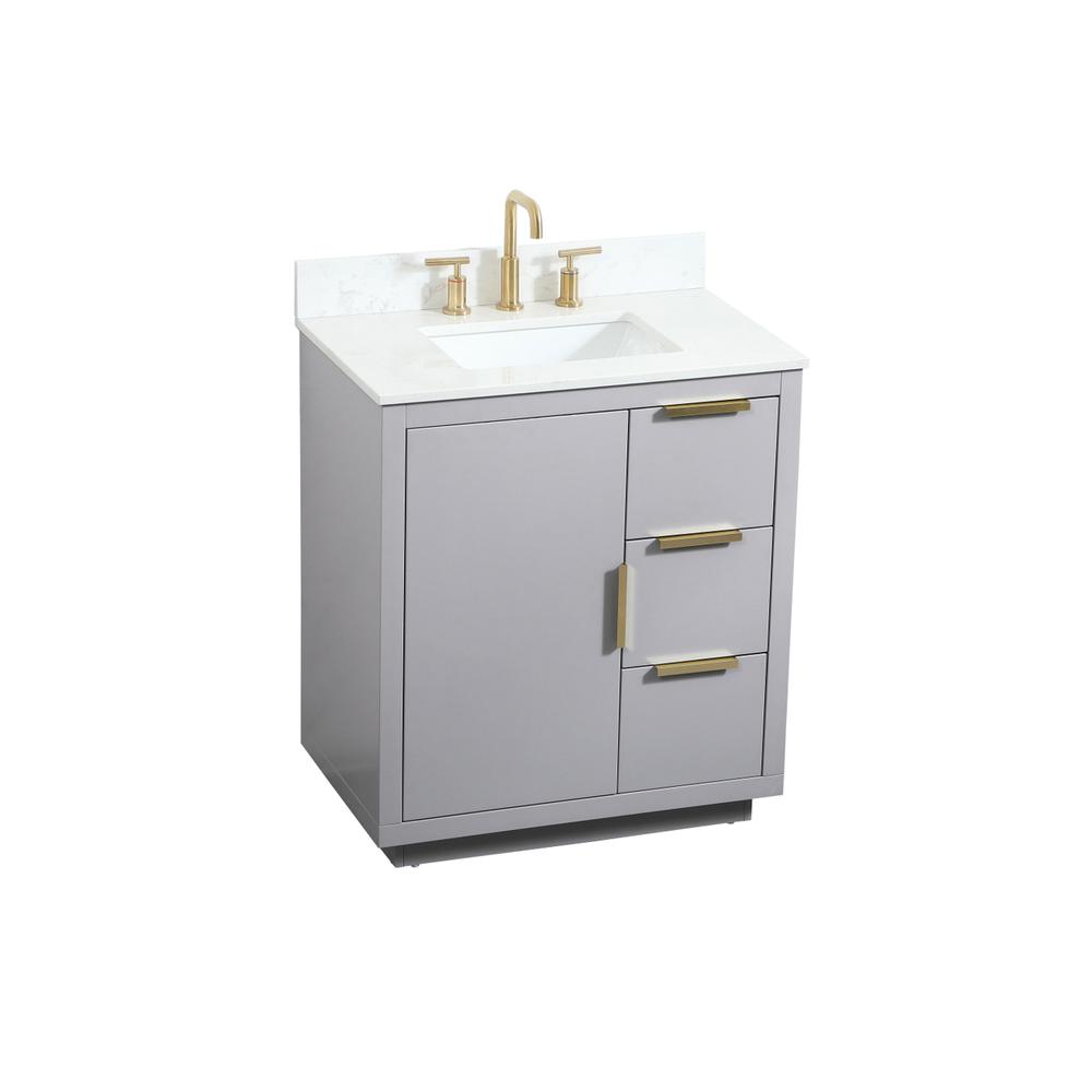 30 inch Single bathroom vanity in grey with backsplash. Picture 8