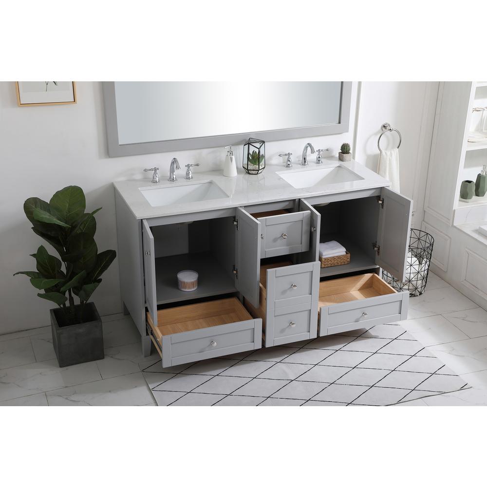 60 inch Double Bathroom Vanity in Grey. Picture 3