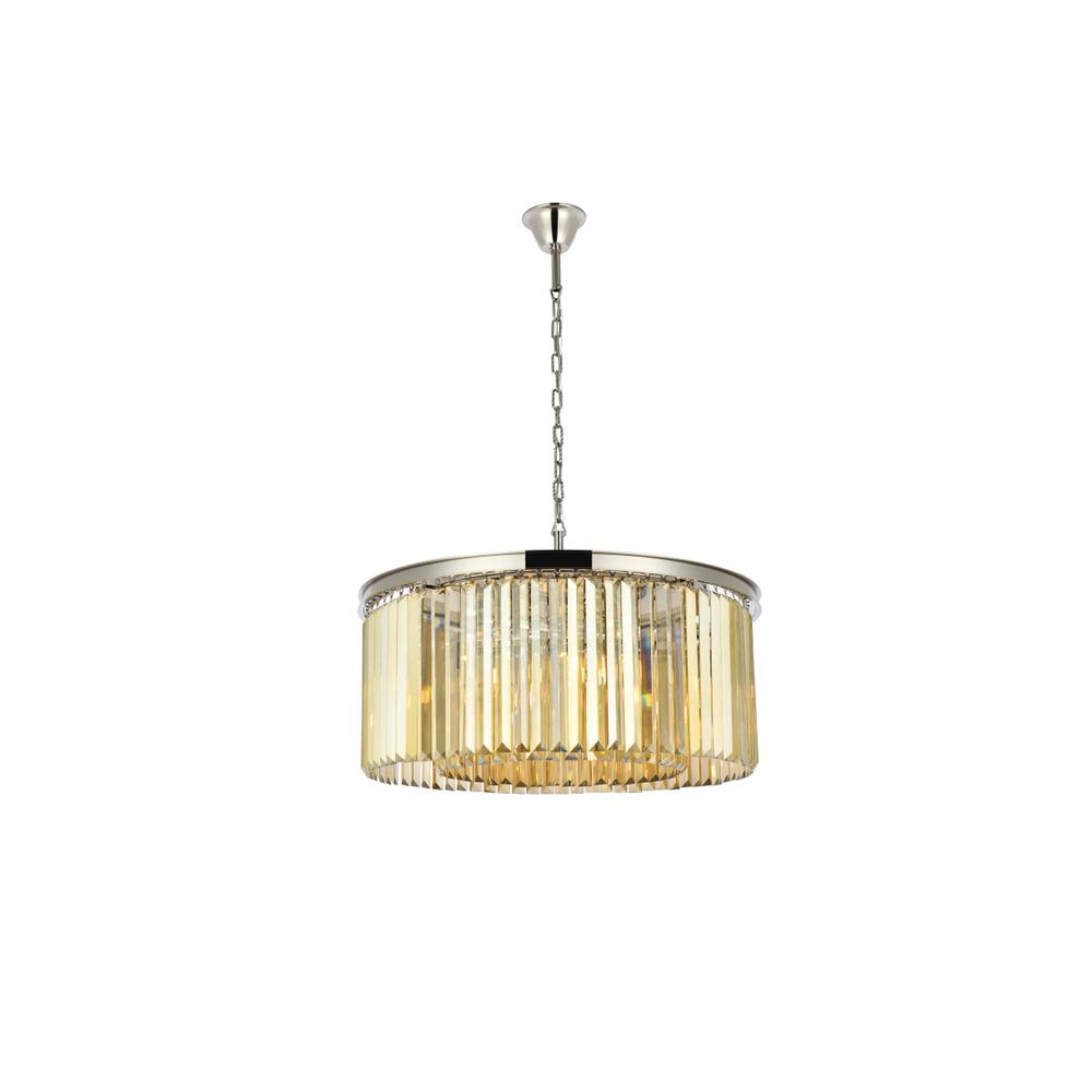 Sydney 8 light polished nickel Chandelier Golden Teak (Smoky) Royal Cut Crystal. Picture 1