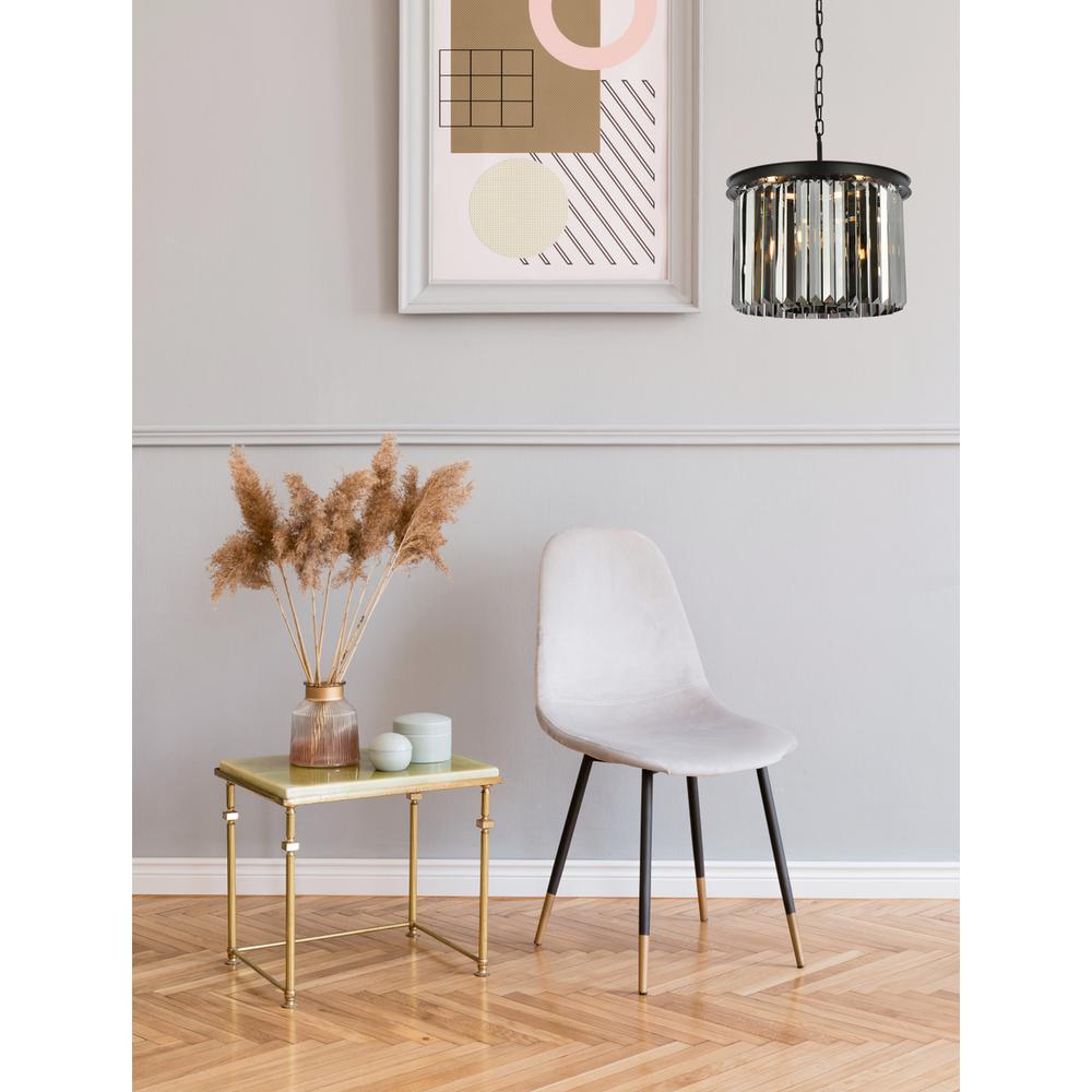 Sydney 6 light Matte Black Pendant Silver Shade (Grey) Royal Cut Crystal. Picture 7