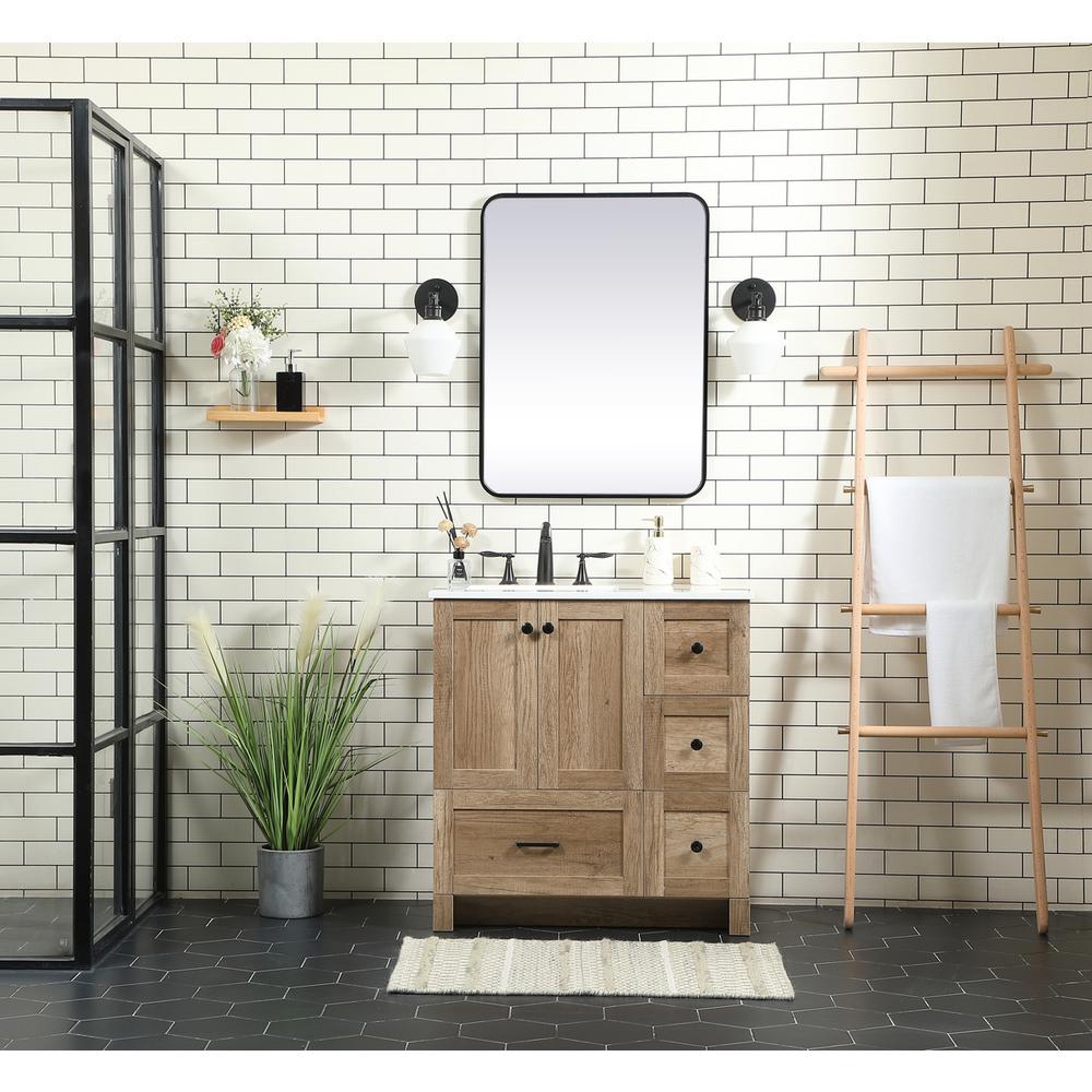 32 inch Single bathroom vanity in natural oak. Picture 4