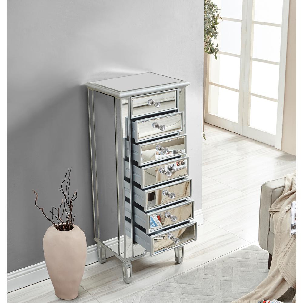 Lingerie Chest 7 drawers 20in. W x 15in. D x 48in. H in antique silver paint. Picture 3