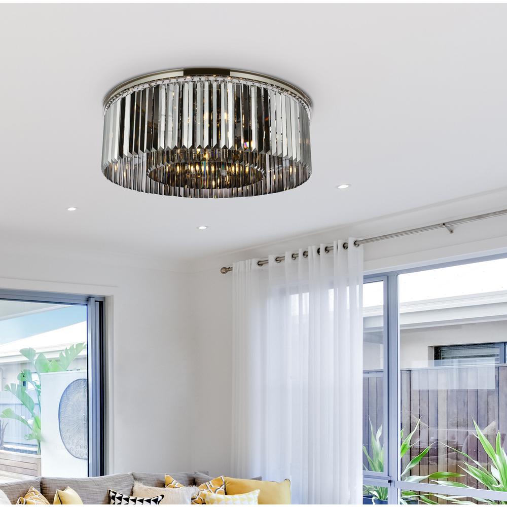Sydney 10 light polished nickel Flush Mount Silver Shade. Picture 8