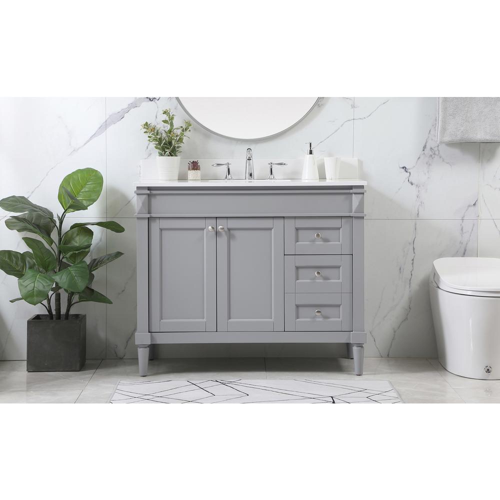 42 inch Single bathroom vanity in grey with backsplash. Picture 14