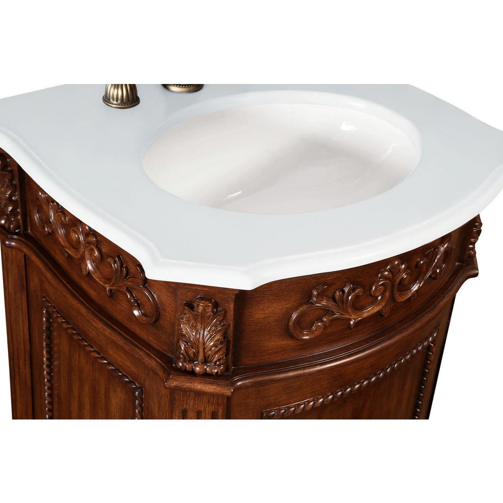 24 inch Single Bathroom vanity in Brown with ivory white engineered marble. Picture 4
