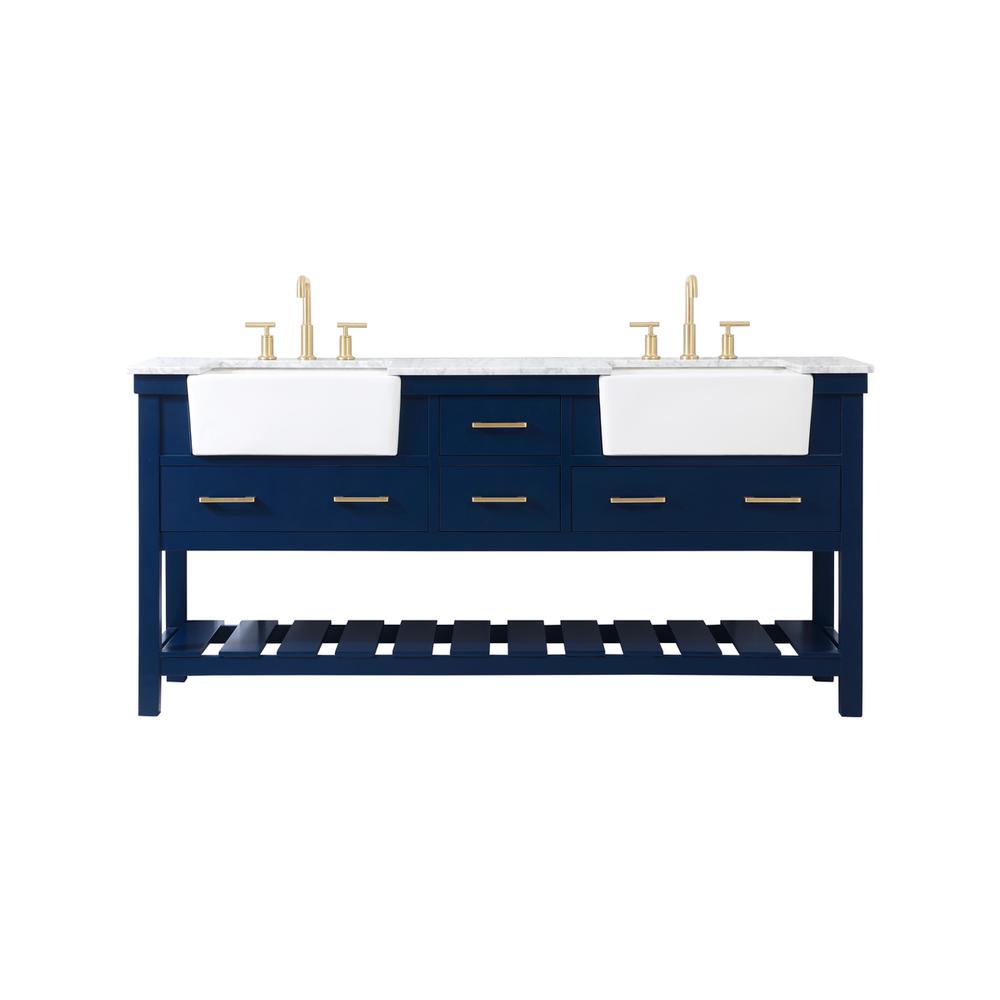 72 inch double bathroom vanity in blue. Picture 1