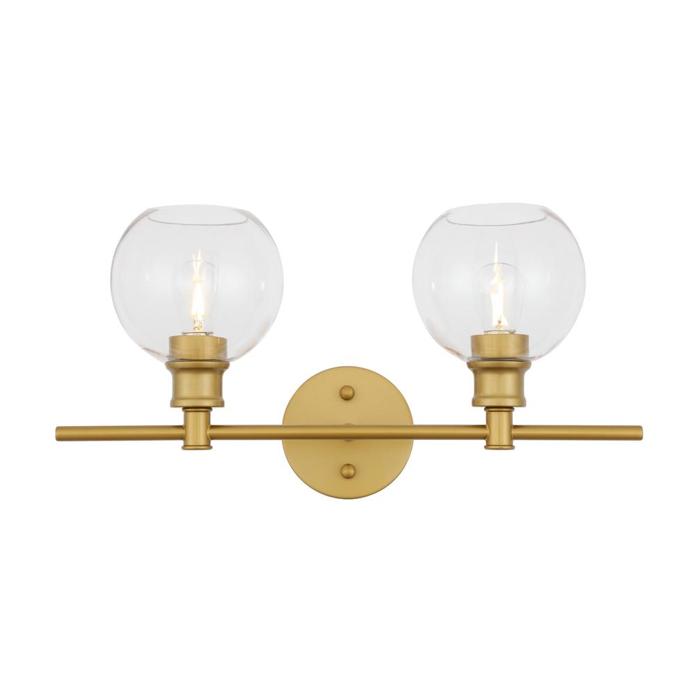 Collier 2 light Brass and Clear glass Wall sconce. Picture 1