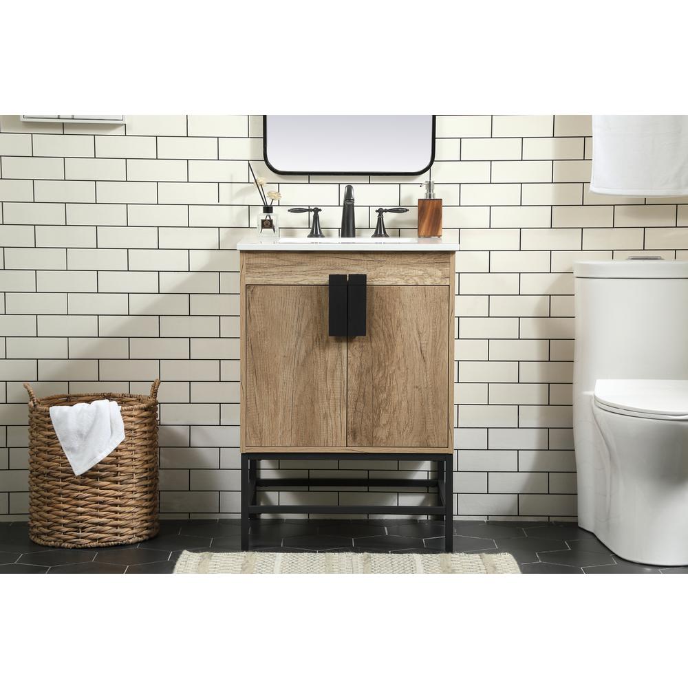 24 inch Single bathroom vanity in natural oak. Picture 14