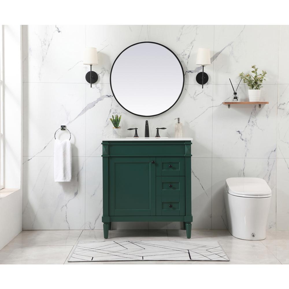32 inch Single bathroom vanity in green. Picture 4