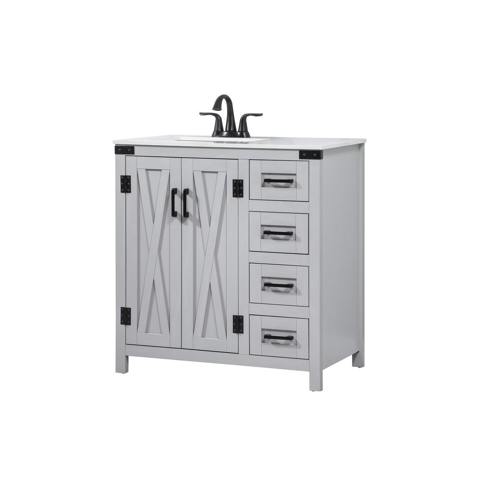 32 inch Single bathroom vanity in grey. Picture 7