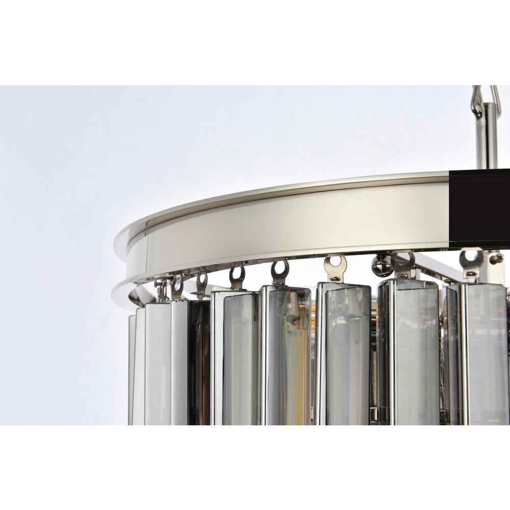 Sydney 9 light polished nickel Chandelier Silver Shade (Grey) Royal Cut Crystal. Picture 5