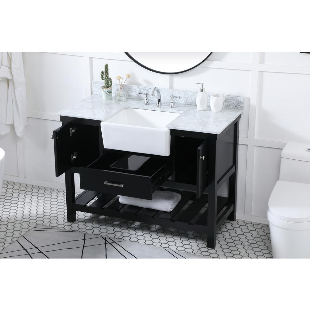 48 inch Single bathroom vanity in black with backsplash. Picture 3