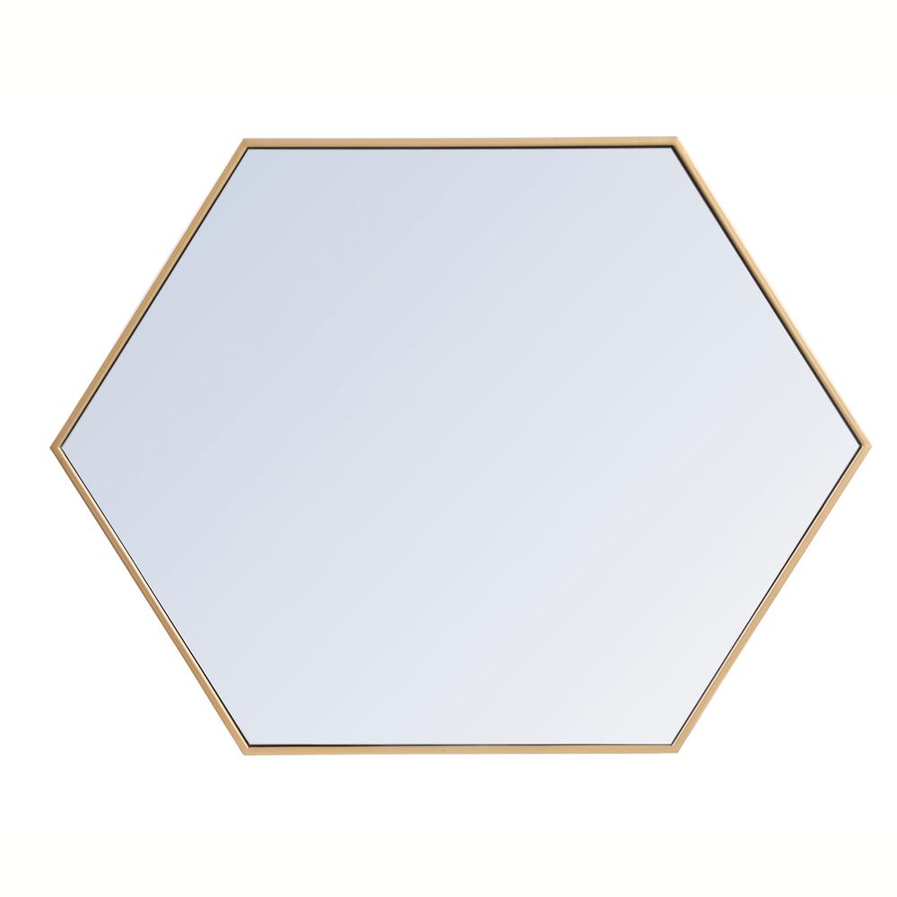 Metal frame hexagon mirror 30 inch in Brass. Picture 5