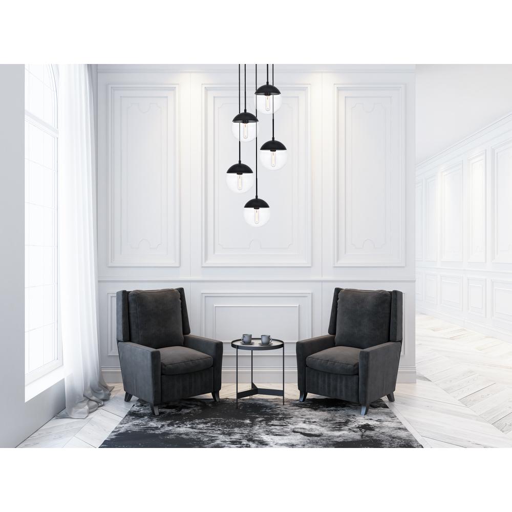 Eclipse 5 Lights Black Pendant With Clear Glass. Picture 6