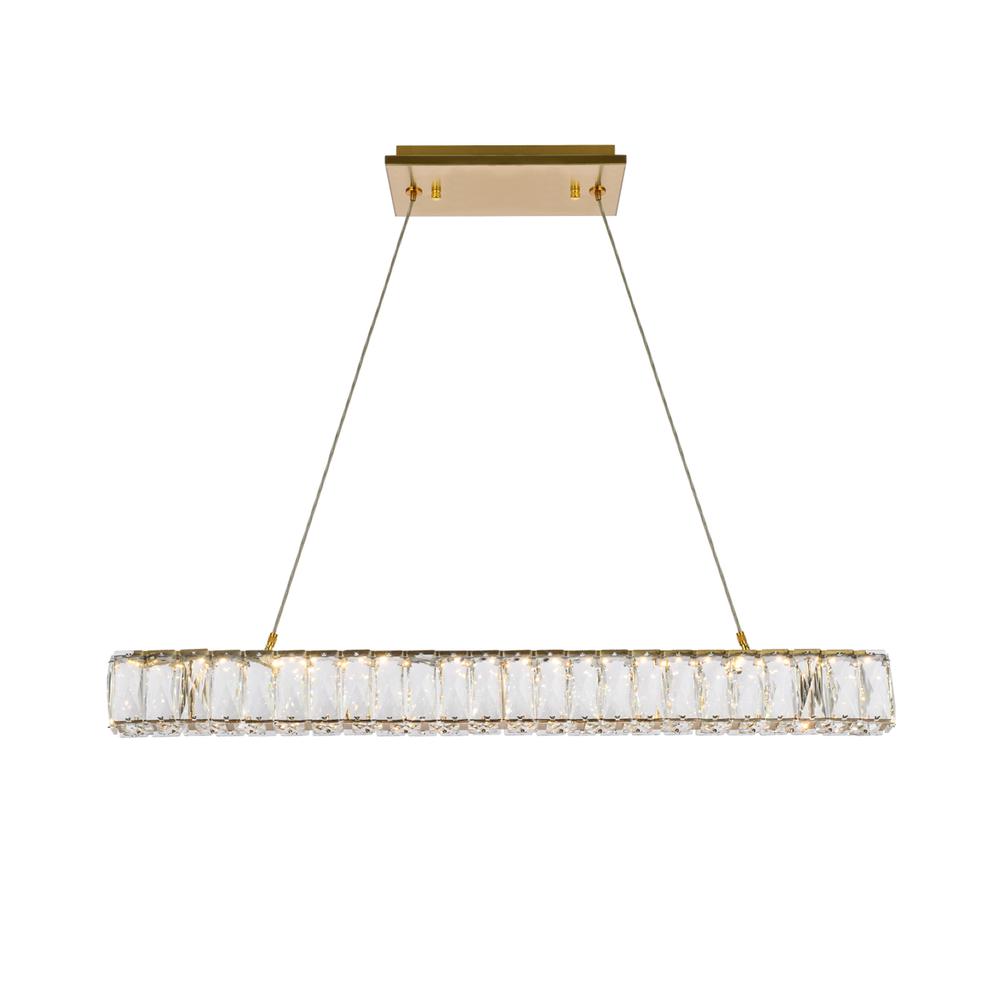 Monroe 31 inch LED linear pendant in gold. Picture 1