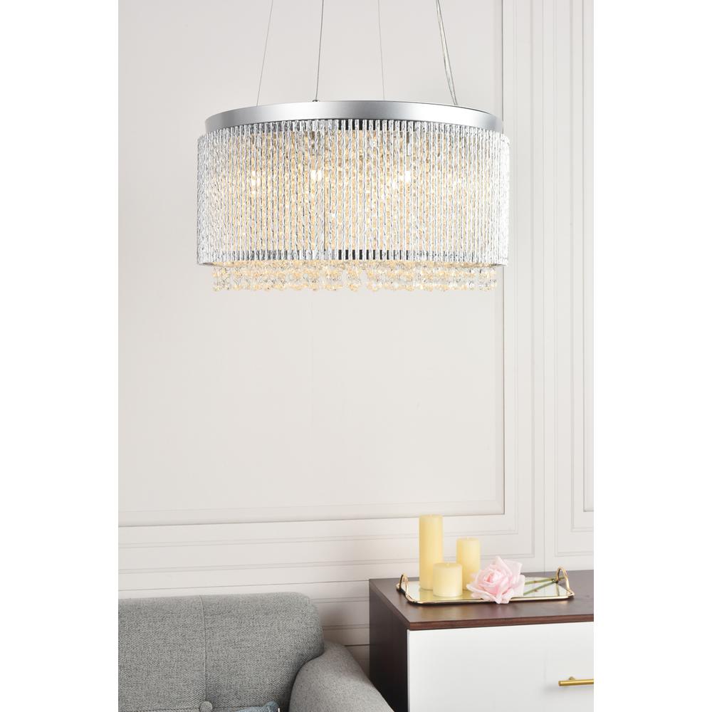 Influx 12 light Chrome Pendant Clear Royal Cut Crystal. Picture 7