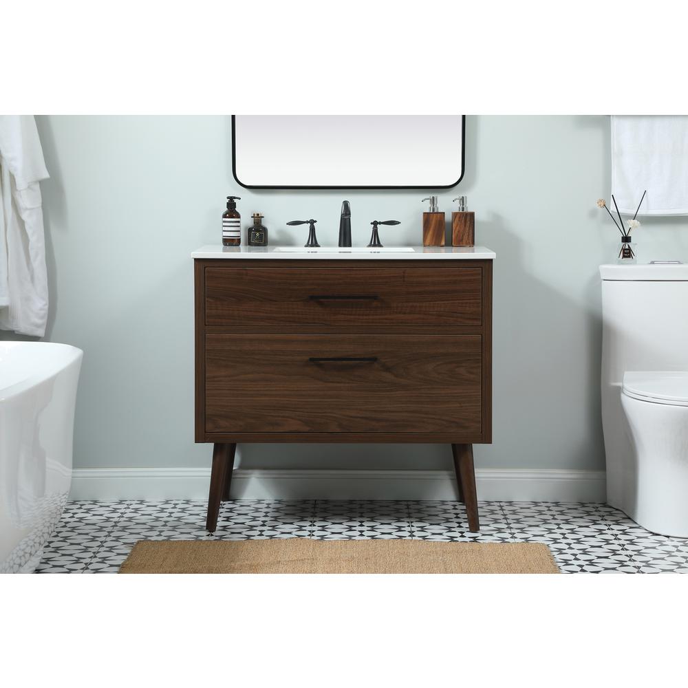 36 inch Single bathroom vanity in walnut. Picture 14