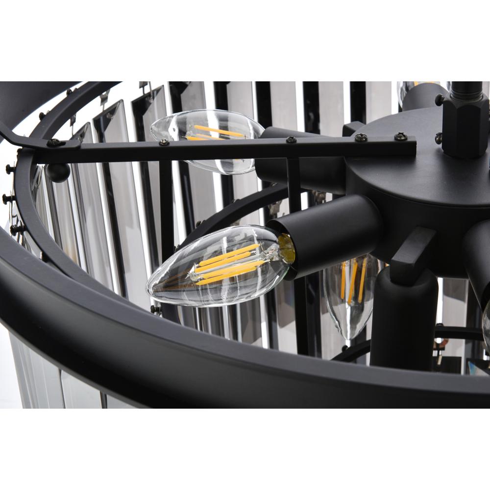 Sydney 9 light Matte Black Chandelier Silver Shade (Grey) Royal Cut Crystal. Picture 4