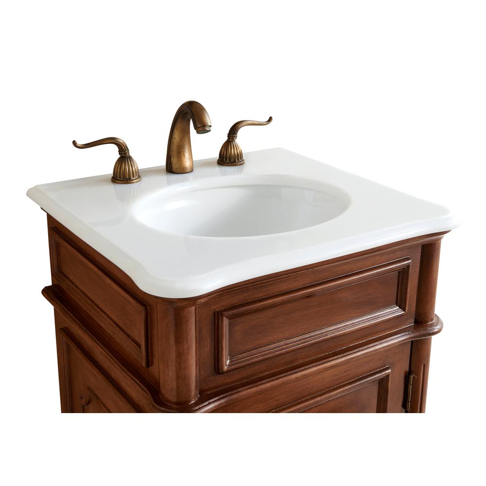 21 inch Single Bathroom vanity in Teak with ivory white engineered marble. Picture 3