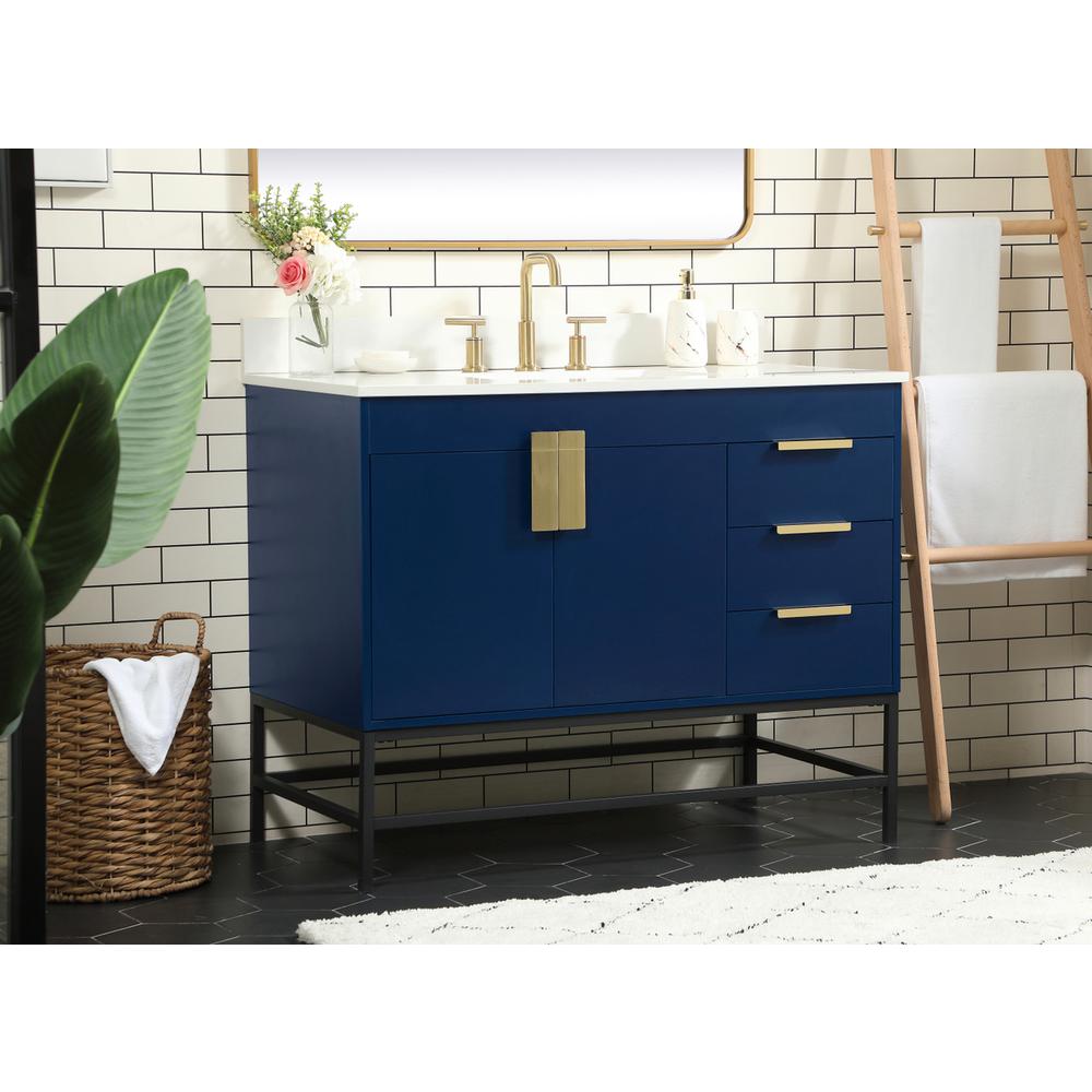 42 inch Single bathroom vanity in blue with backsplash. Picture 2