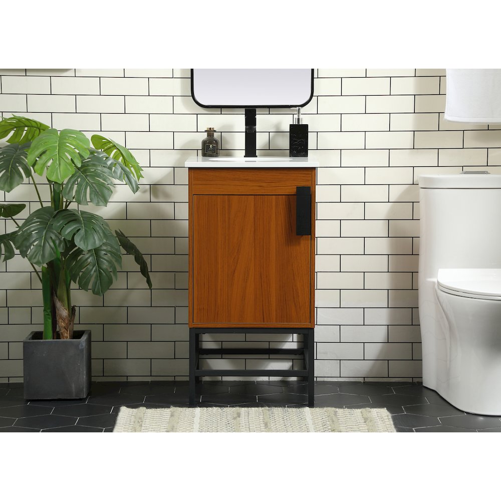 18 Inch Single Bathroom Vanity In Teak. Picture 2