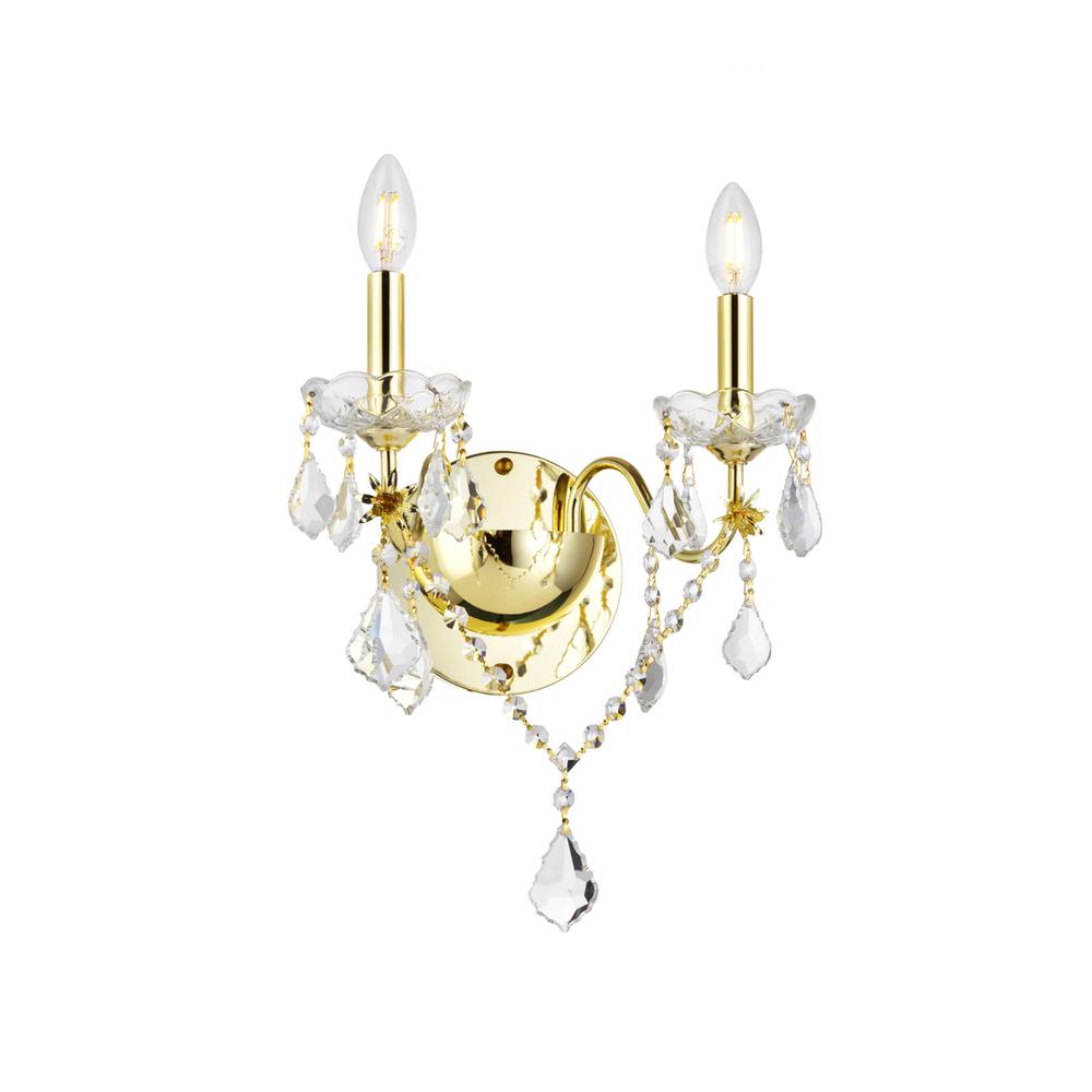 St. Francis 2 light Gold Wall Sconce Clear Royal Cut Crystal. Picture 5