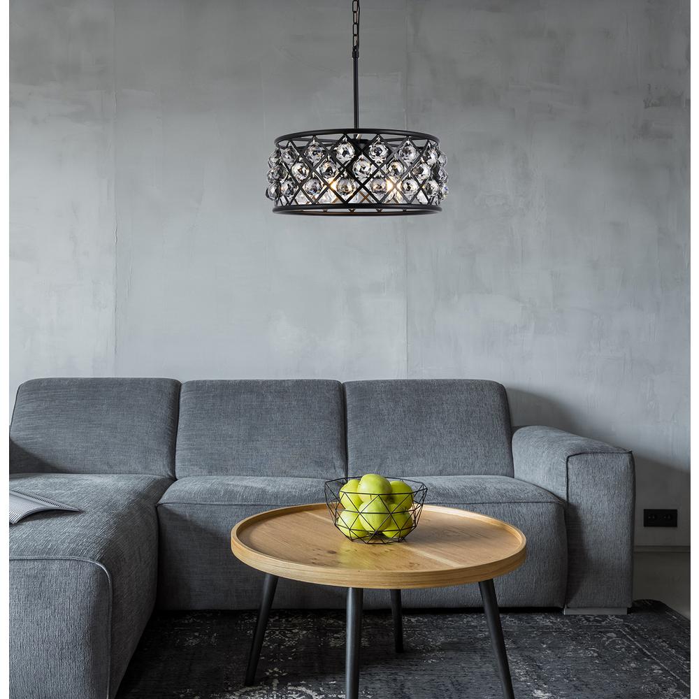 Madison 5 light Matte Black Chandelier Silver Shade (Grey) Royal Cut Crystal. Picture 8