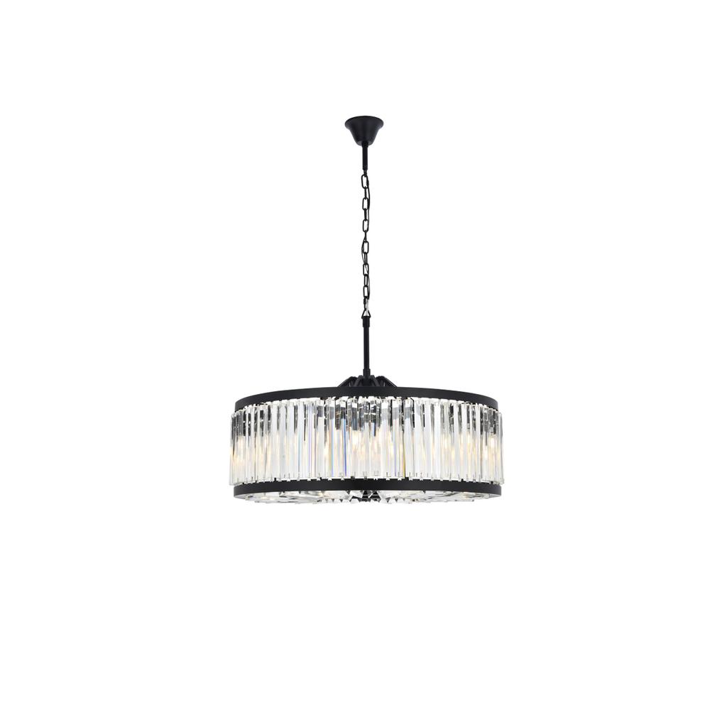 Chelsea 10 light Matte Black Chandelier Clear Royal Cut Crystal. Picture 1