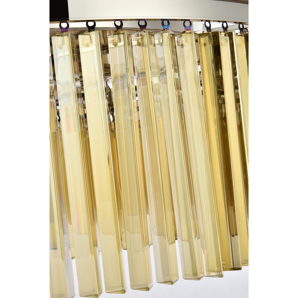 Sydney 10 light polished nickel Flush Mount Golden Teak. Picture 6