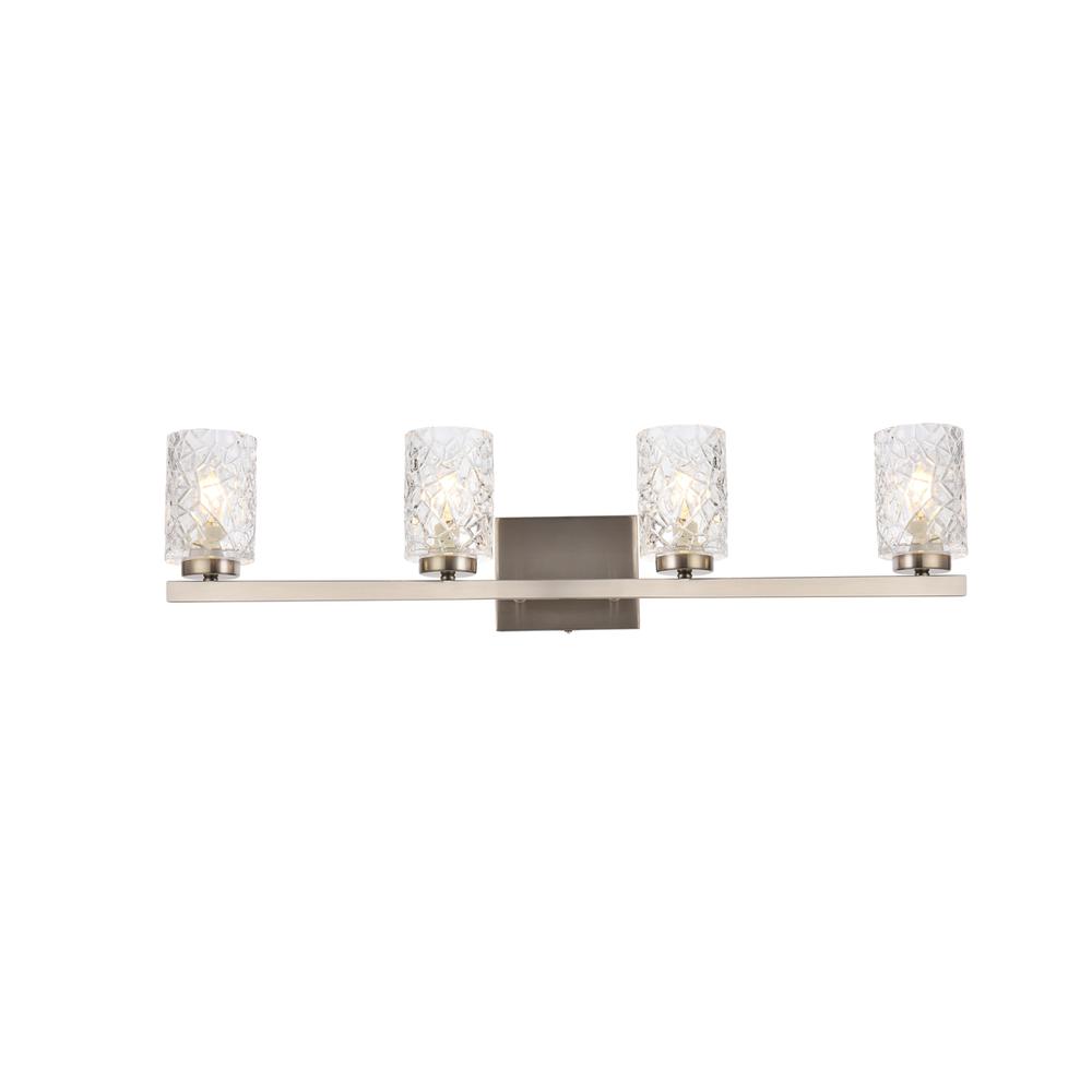 Cassie 4 lights bath sconce in satin nickel with clear shade. Picture 1