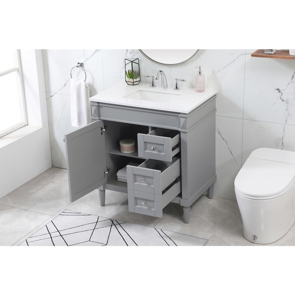 32 inch Single bathroom vanity in grey. Picture 3