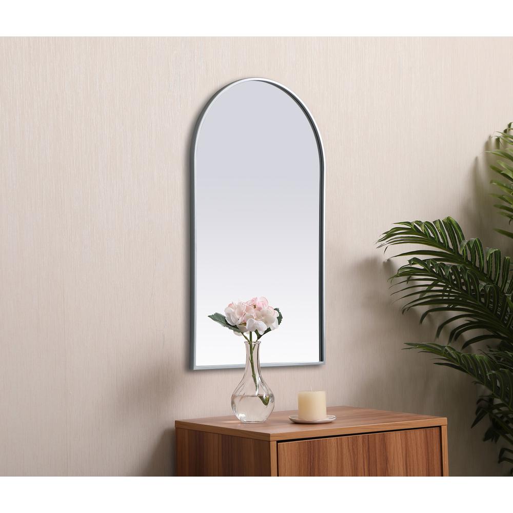 Metal Frame Arch Mirror 24x40 Inch in Silver. Picture 4