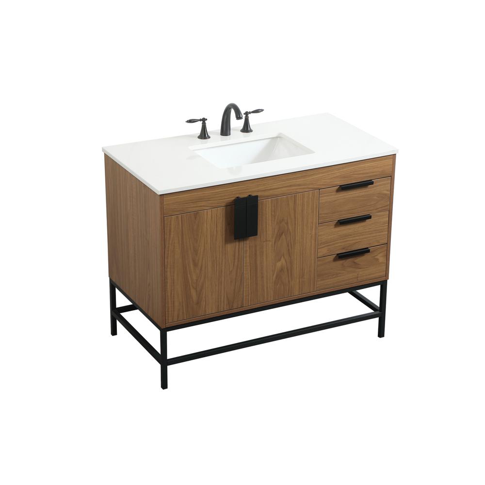 42 inch Single bathroom vanity in walnut brown. Picture 8