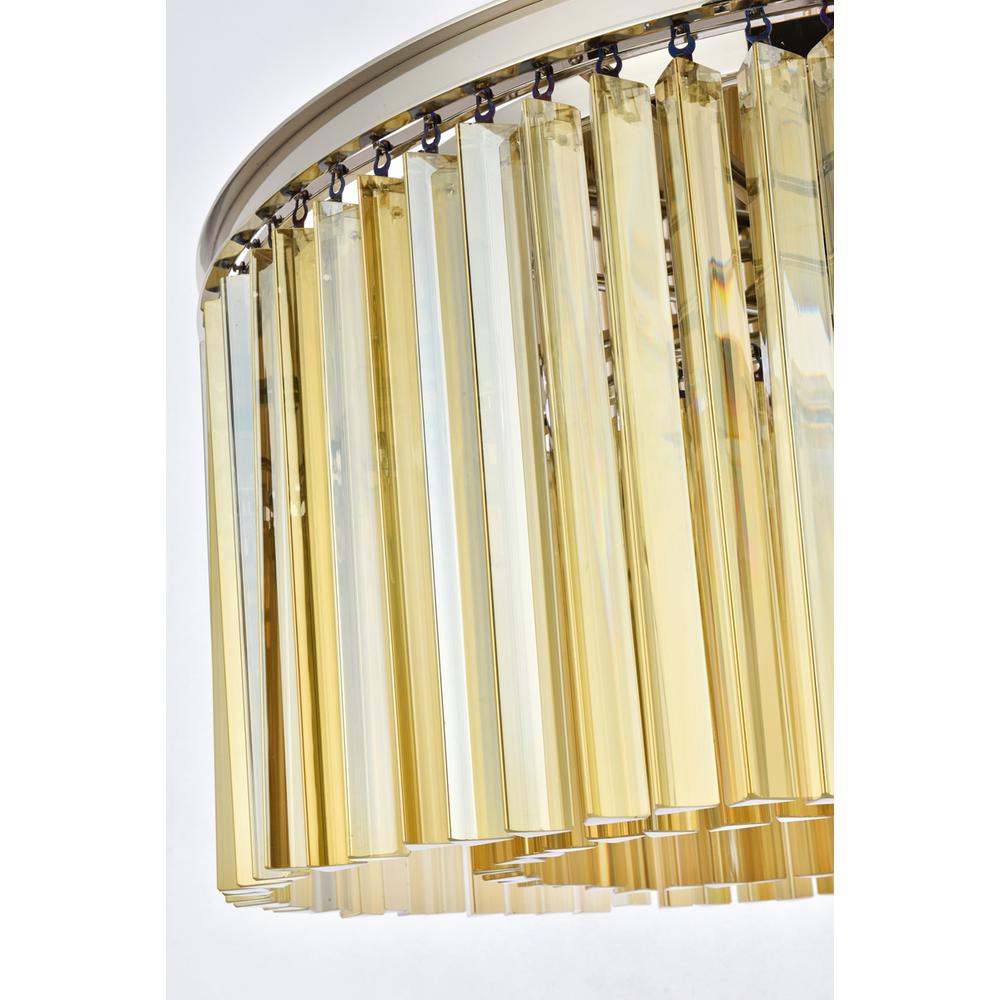 Sydney 8 light polished nickel Flush Mount Golden Teak (Smoky) Royal Cut Crystal. Picture 5
