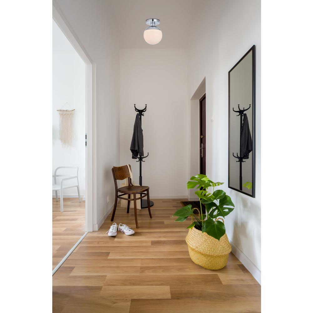 Eclipse 1 Light Chrome Flush Mount With Frosted White Glass. Picture 6