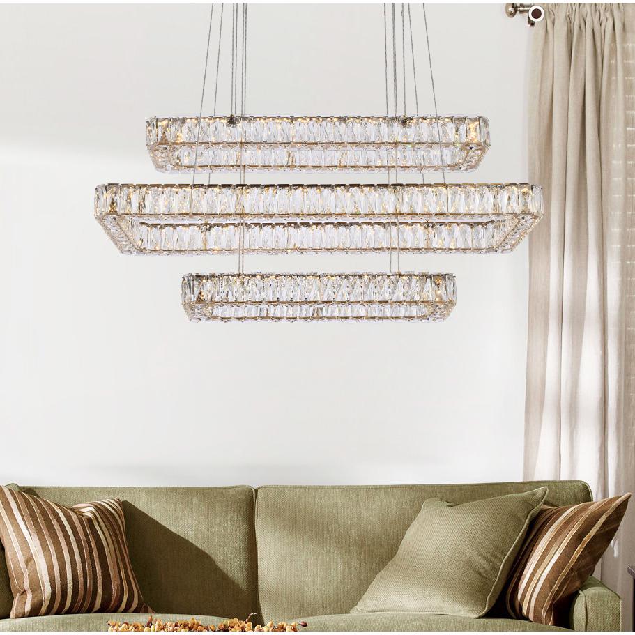 Monroe 42 inch LED triple rectangle pendant in gold. Picture 8