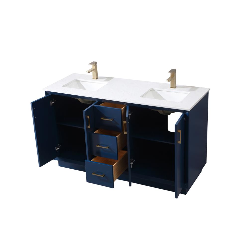 60 Inch Double Bathroom Vanity In Blue. Picture 9