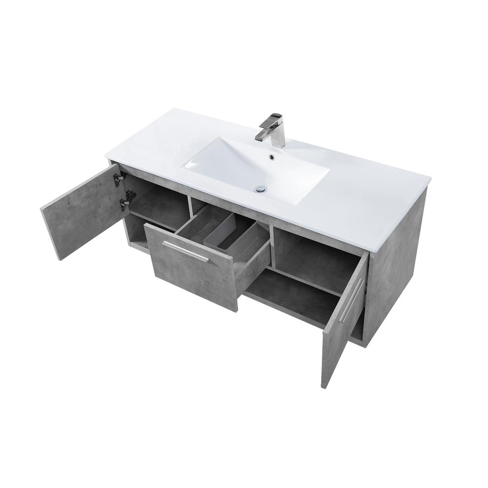48 inch  Single Bathroom Floating Vanity in Concrete Grey. Picture 8