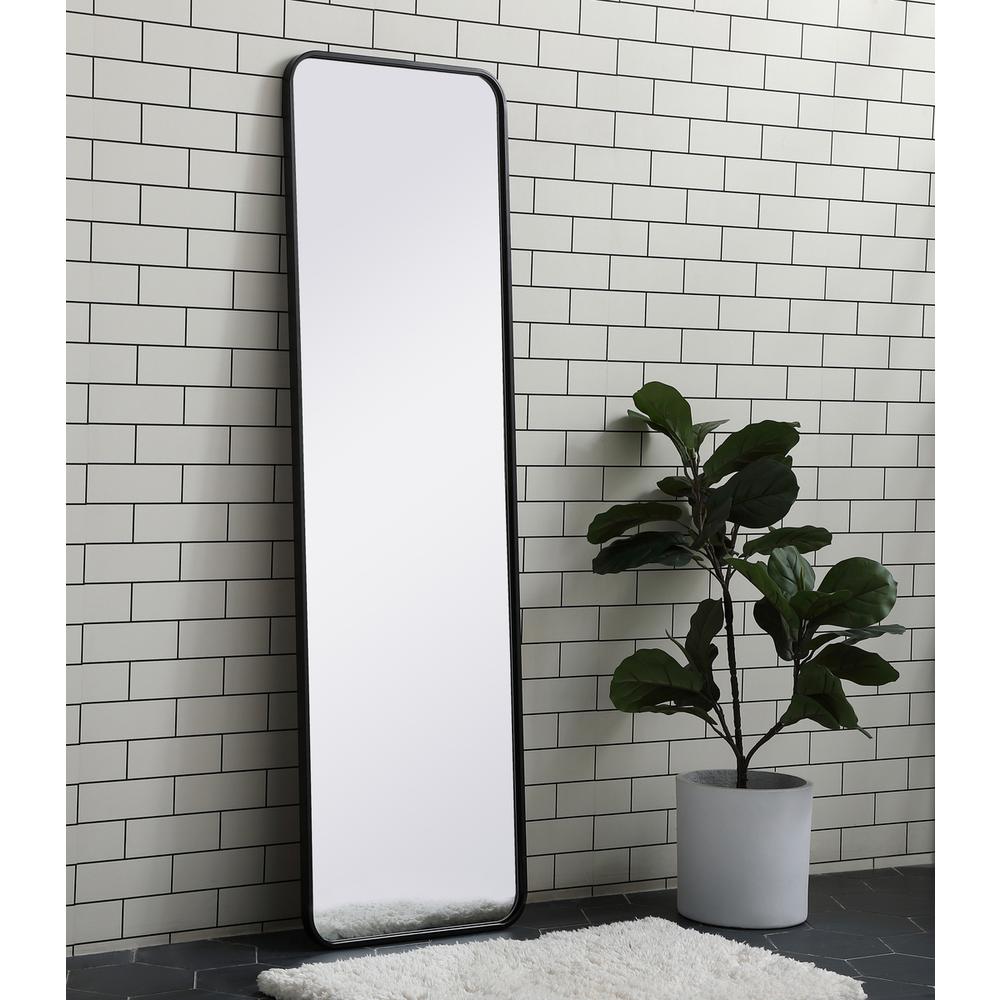 Soft corner metal rectangular mirror 18x60 inch in Black. Picture 2